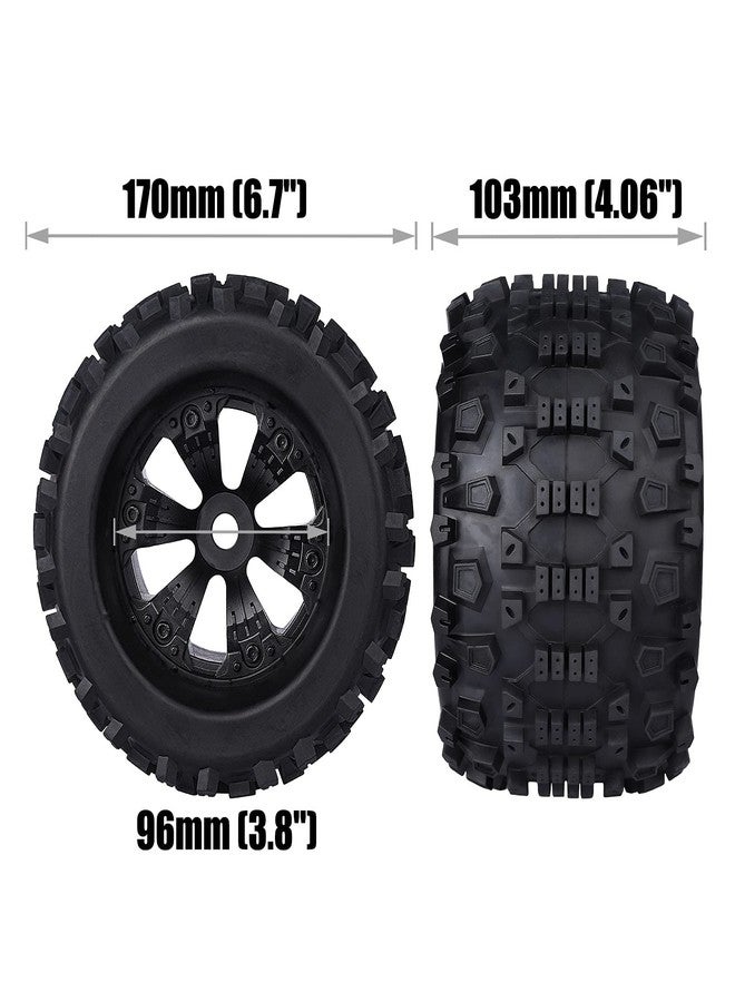 Aimrock 17mm Hex 3.8 RC Wheels and Tires Pre-glued Combo for 1/10 Traxxas Maxx Tmaxx E-Revo Revo 3.3 1/8 Arrma Kraton Outcast Notorious 6S Redcat RC Monster Truck Off-Road Car, Set of 4 - Image 2